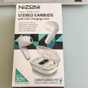 White True Wireless Stereo Earbuds with LED Charging Case